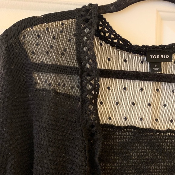 torrid Sweaters - TORRID shrug w/a sheer panel filled w/Swiss dots